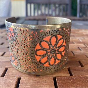 Orange & Bronze Filigree Cuff